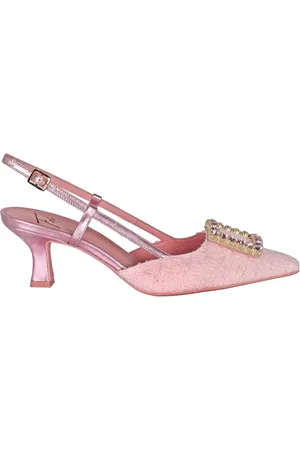 ROBERTO FESTA Sko, Dame, Lyserød, 36 1/2 EU, Tweed, Tweed Slingback med Rhinestones