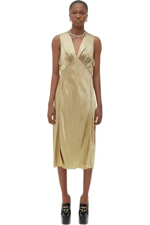 Bottega Veneta Kjole, Dame, Gul, S, Satin, Satin Sesam Kjole Stil 9640