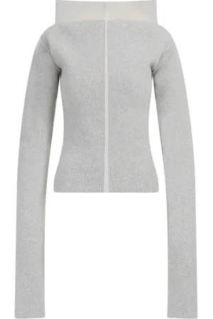 Rick Owens Strik, Dame, Grå, M, Uld, Cowl Pullover