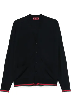 Gucci Strik, Herre, Blå, S, Uld, Midnight Cardigan med Frontknapper