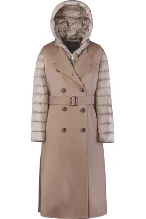 MOORER Frakke, Dame, Brun, 2XS, Uld, Allsidig Dobbeltvævet Cashmere/Uld Gilet med Aftagelig Dunjakke
