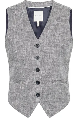Part Two Jakke, Dame, Grå, M, Uld, Stilfuld Vest Efter Midnatsmelange