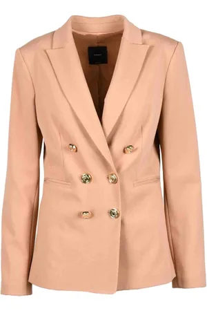 Pinko Jakke, Dame, Brun, 3XS, Elegant Blazer med Strækbart Stof