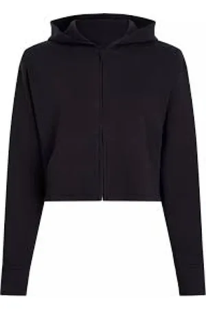 Calvin Klein Sweathshirts & Hoodies, Dame, Sort, M, Uld, Sort Full Zip Hoodie Jakke