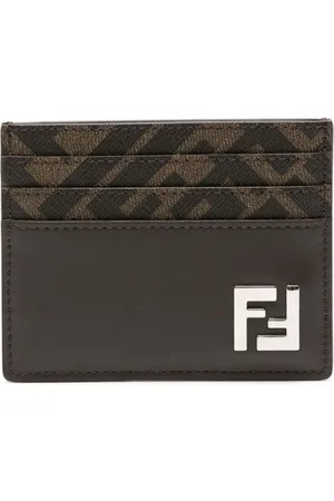Fendi Tilbehør, Herre, Brun, ONE SIZE, Læder, Brun Læder Kortholder Pung
