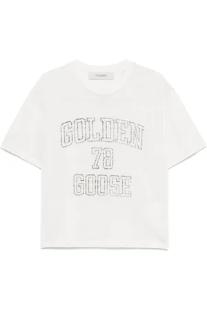 Golden Goose Top, Dame, Hvid, XS, Bomuld, logo-print T-shirt