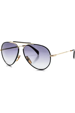 DB EYEWEAR BY DAVID BECKHAM Tilbehør, Herre, Sort, ONE SIZE, Aviator solbriller med acetat- og metalramme