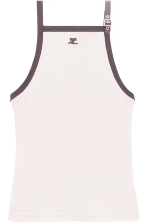 Courrèges Top, Dame, , M, Bomuld, Logo Spænde Detalje Ærmeløs Top