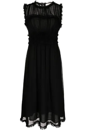 ULLA JOHNSON Kjole, Dame, Sort, S, Uld, Sort Uld Midi Kjole