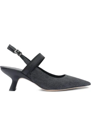 vic matiè Sko, Dame, Sort, 38 EU, Denim, Sort denim slingback sandaler med ankelrem