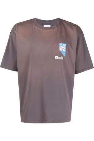 Rhude Top, Herre, Grå, 2XL, Bomuld, O2 Off-Road Print T-shirt