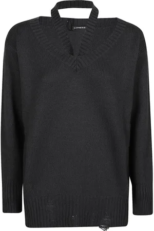 Canessa Strik, Dame, Sort, XS, Cashmere, V-hals sweater