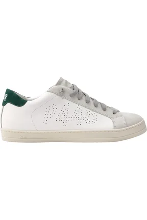 P448 Sko, Herre, Hvid, 43 EU, Hvide sneakers med grønne detaljer