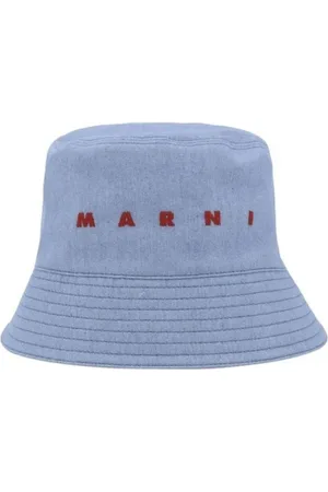 Marni Tilbehør, Herre, Blå, L, Bomuld, Monogram Bomuldsspandehat