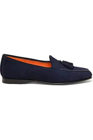 santoni Sko, Herre, Blå, 41 1/2 EU, Suede, Andrea Tassel Loafer