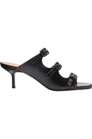 Scarosso Sko, Dame, Sort, 38 EU, Læder, Square Design Mule Sandaler