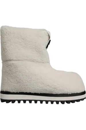 Dolce & Gabbana Sko, Herre, Hvid, 44 EU, Hvide Shearling Mid Calf Støvler