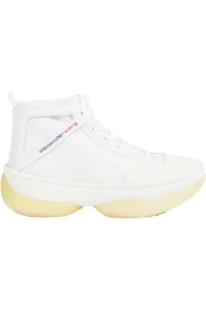 Alexander Wang Sko, Dame, Hvid, 40 EU, Læder, Logo Mid-Top Hvide Sneakers