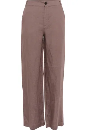 INWEAR Bukser, Dame, Brun, 3XL, Linned, Afslappede Linnedbukser Straight Leg
