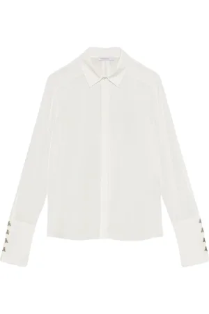 Patrizia Pepe Bluser & Skjorter, Dame, Hvid, M, Uld, Elegant High Cuff Fly Skjorte