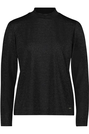 Betty & Co Top, Dame, Sort, L, Uld, Rullekrave skjorte med Lurex tråd