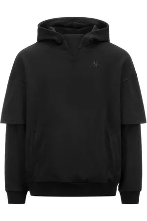 Kappa Sweathshirts & Hoodies, Herre, Sort, S, Premium hættetrøje med dobbelt ærme