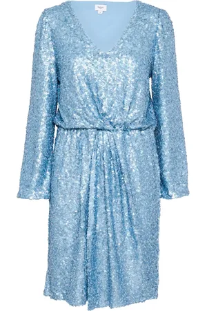 Saint Tropez Kjole, Dame, Blå, XL, Uld, Elegant Pailletkjole Smoke