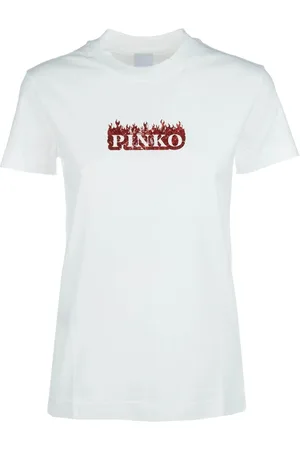 Pinko Top, Dame, Hvid, XS, Bomuld, Afslappet Bomuld T-Shirt til Mænd