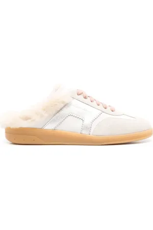 santoni Sko, Dame, Hvid, 39 1/2 EU, Shearling Snøresko Slippers