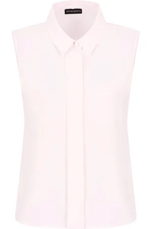 Emporio Armani Bluser & Skjorter, Dame, Lyserød, XS, Klassisk Ærmeløs Skjorte med Knap