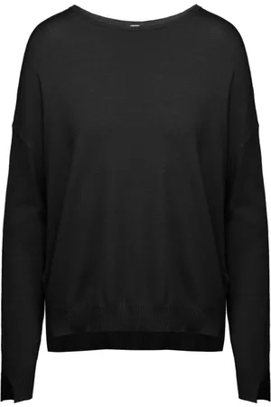 Bomboogie Strik, Dame, Sort, XL, Polyester, Bådhals top med slidser