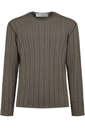 Golden Goose Strik, Herre, Brun, S, Bomuld, Journey Norton Crewneck Sweater med Golden Patch