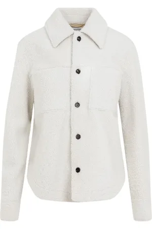 Bottega Veneta Jakke, Dame, Hvid, S, Uld, Luksuriøs Hvid Shearling Jakke Aw24