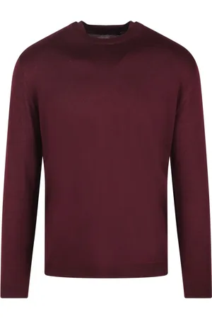 LOW BRAND Strik, Herre, Rød, XL, Uld, Merino Uld Crew Neck Sweater