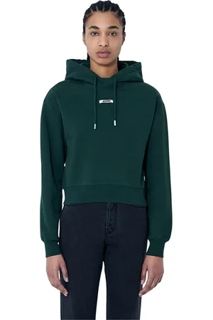 Jacquemus Sweathshirts & Hoodies, Dame, Grøn, XS, Bomuld, Logo Motif Bomuldshættetrøje