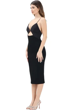 Elisabetta Franchi Kjole, Dame, Sort, M, Sort Jacquard Cut-Out Midi Kjole