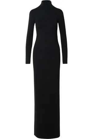 Saint Laurent Kjole, Dame, Sort, M, Uld, Ribstrikket kjole i ren ny uld