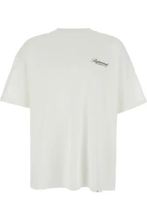 Represent Top, Herre, Hvid, L, Bomuld, Crewneck T-shirt med Owners Club-print