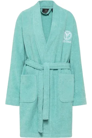 Carlo Colucci Nightwear & Lounge, Dame, Grøn, M, Bomuld, Kimono-stil Badekåbe med Broderi