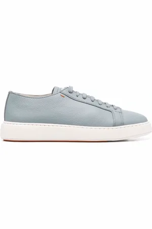 santoni Sko, Herre, Blå, 41 1/2 EU, Læder, Contrast-Tongue Low-Top Sneakers