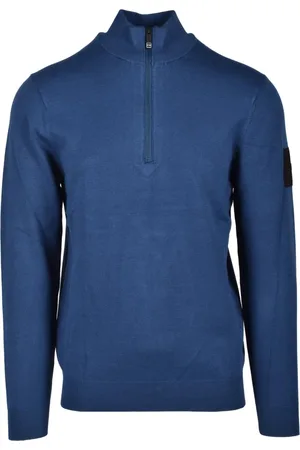 OUTHERE Strik, Herre, Blå, M, Uld, Stilfuld Viskose Blandings Top