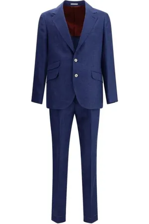 Brunello Cucinelli Jakkesæt, Herre, Blå, S, Linned, Elegant Linneddragt Slim Fit
