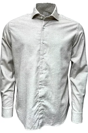 Xacus Skjorte, Herre, Grå, XL, Bomuld, Blød Flannel Bomuld Cashmere Skjorte