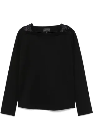Emporio Armani Top, Dame, Sort, S, Sort bådhals sweater