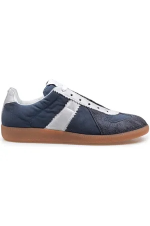 Maison Margiela Sko, Herre, Blå, 41 EU, Læder, Blå/Hvid Læder- og Stofsneakers