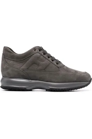Hogan Sko, Herre, Grå, 40 EU, Grå Ruskind Interaktive Sneakers med Synlig Syning