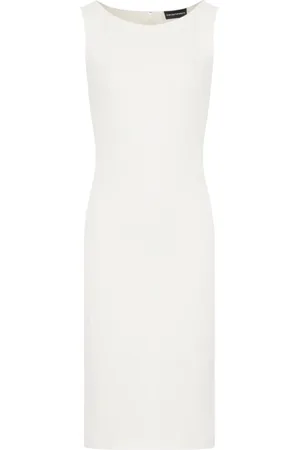 Emporio Armani Kjole, Dame, Hvid, S, Ærmeløs Rund Hals Jersey Kjole