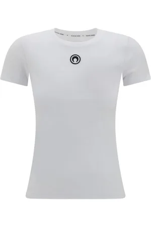 Marine Serre Top, Dame, Hvid, S, Bomuld, Broderet Detalje Slim Fit Bomuld T-Shirt