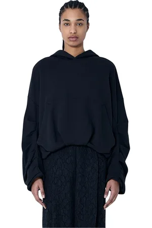 DRIES VAN NOTEN Sweathshirts & Hoodies, Dame, Sort, S, Bomuld, Hættetrøje i bomuld med kængurulomme