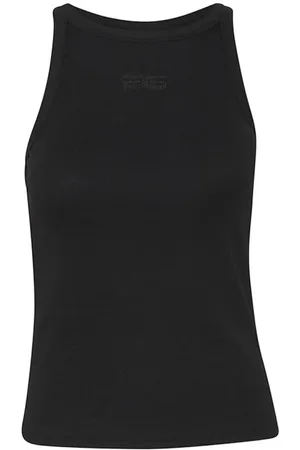 Gestuz Top, Dame, Sort, XL, Bomuld, Rhinestone Logo Tanktop